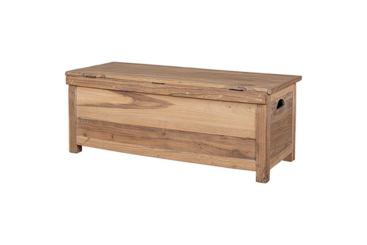 Banc de rangement Karadi en bois recyclé - Naturel