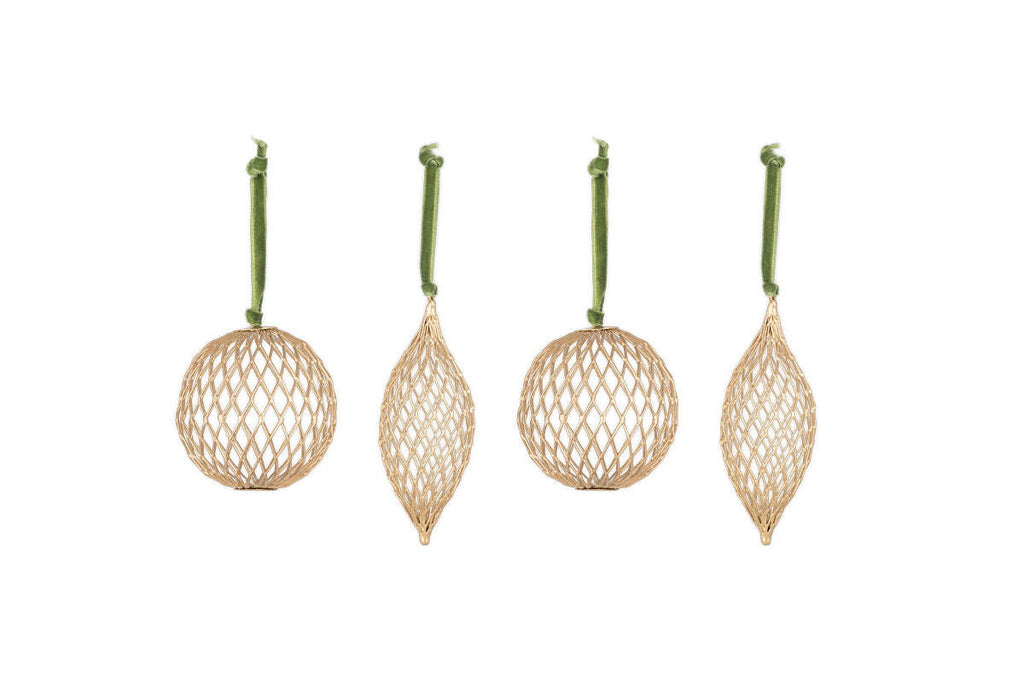 Boules de Noël Nirav en fil de fer - Laiton (Lot de 4)