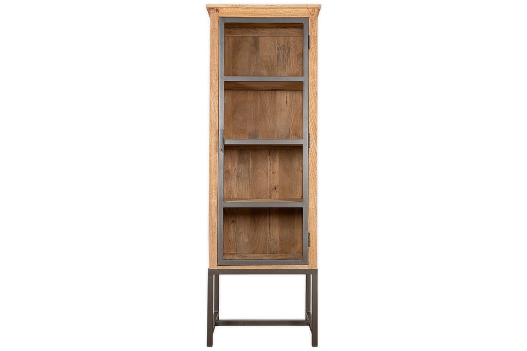 Armoire haute Nirvi en bois de manguier et fer - Noire