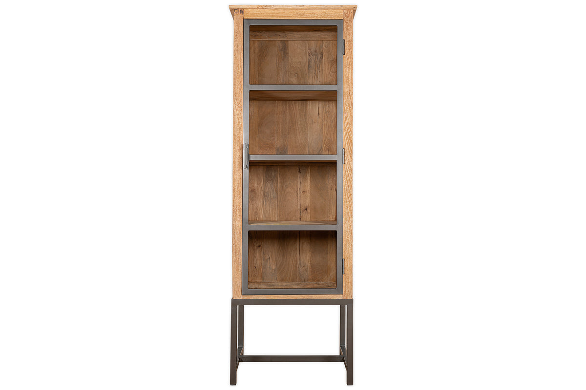 Armoire haute Nirvi en bois de manguier et fer - Noire