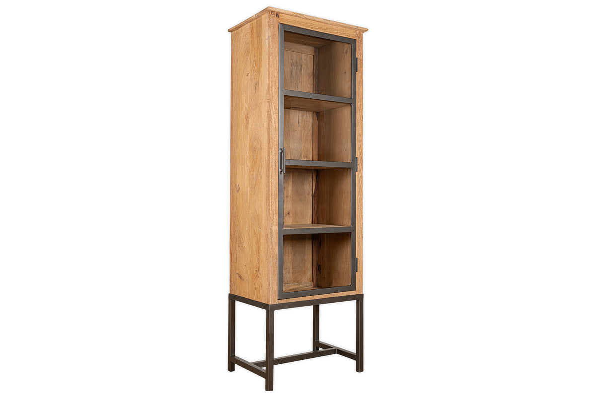 Armoire haute Nirvi en bois de manguier et fer - Noire