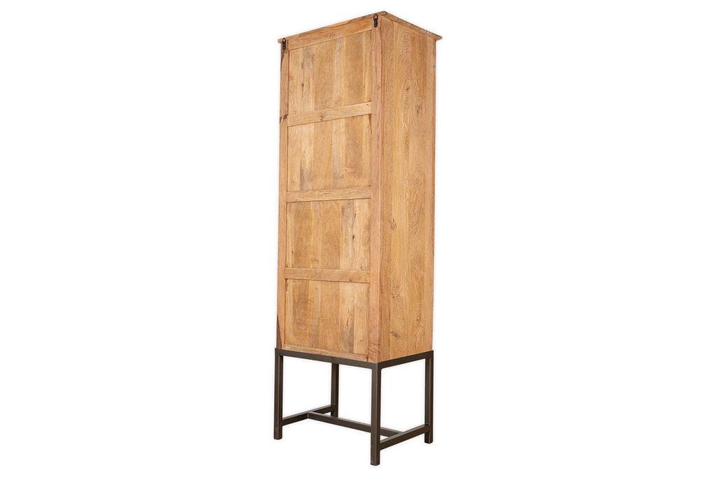 Armoire haute Nirvi en bois de manguier et fer - Noire
