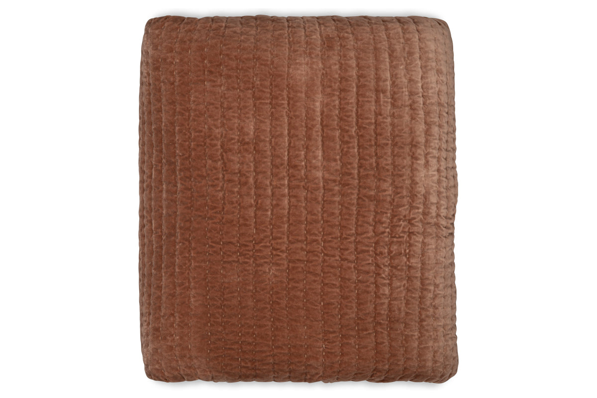 Couette Nidra en velours et lin - Rouille