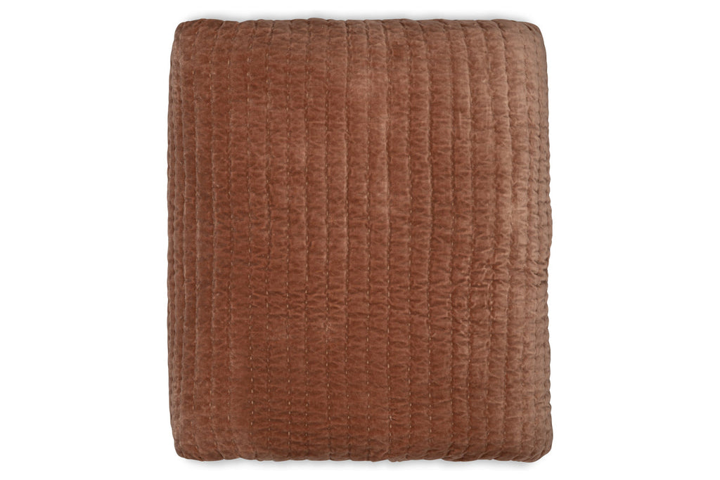 Couette Nidra en velours et lin - Rouille