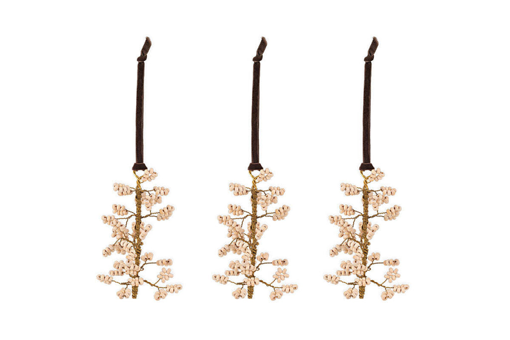 Boules de Noël en bois de manguier Tanu - Laiton et naturel (Lot de 3)