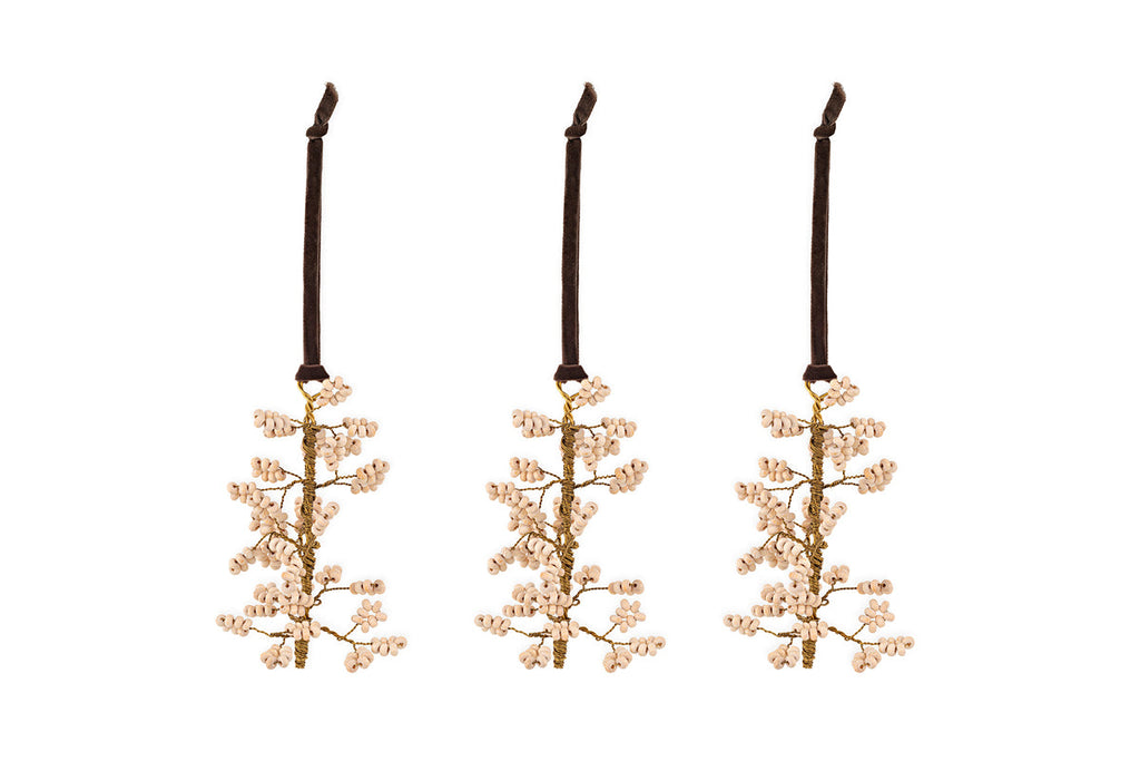 Boules de Noël en bois de manguier Tanu - Laiton et naturel (Lot de 3)