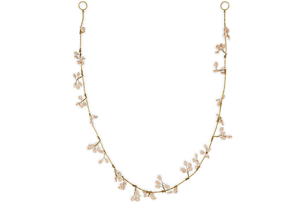 Guirlande de perles en bois de manguier Tanu - Laiton et naturel