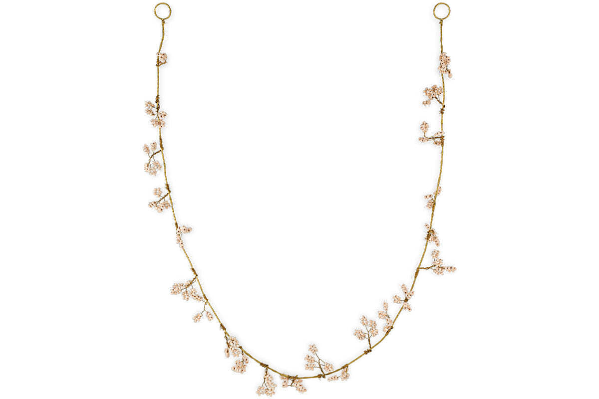 Guirlande de perles en bois de manguier Tanu - Laiton et naturel