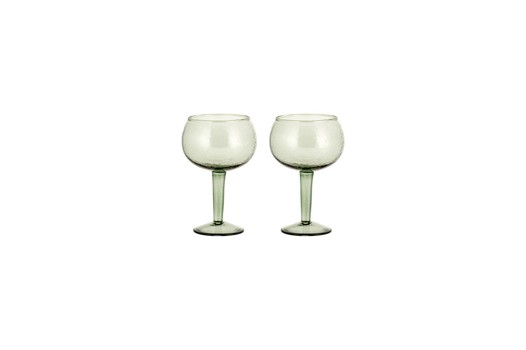 Verres à gin martelés Yala - Vert sauge (lot de 2)
