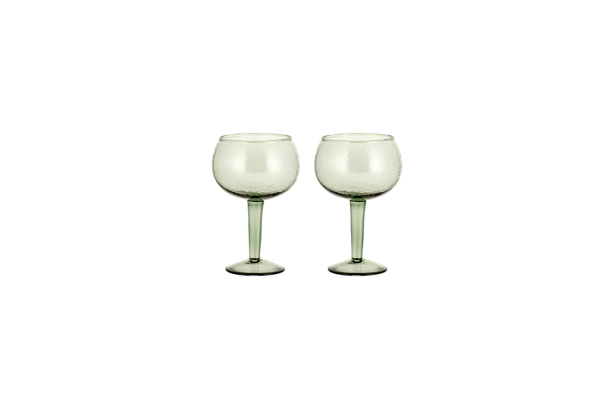Verres à gin martelés Yala - Vert sauge (lot de 2)