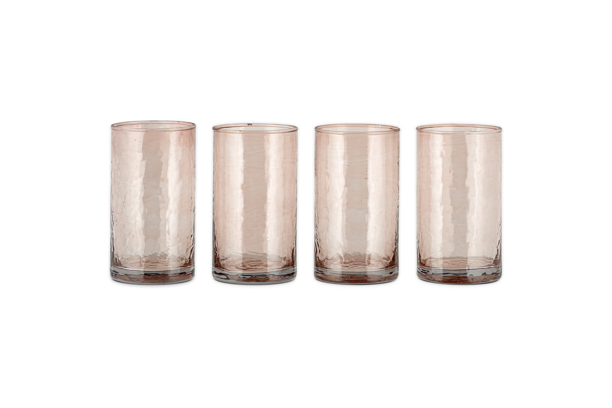 Verres à long drink Yala Hammered Highball - Terre cuite poussiéreuse (Lot de 4)