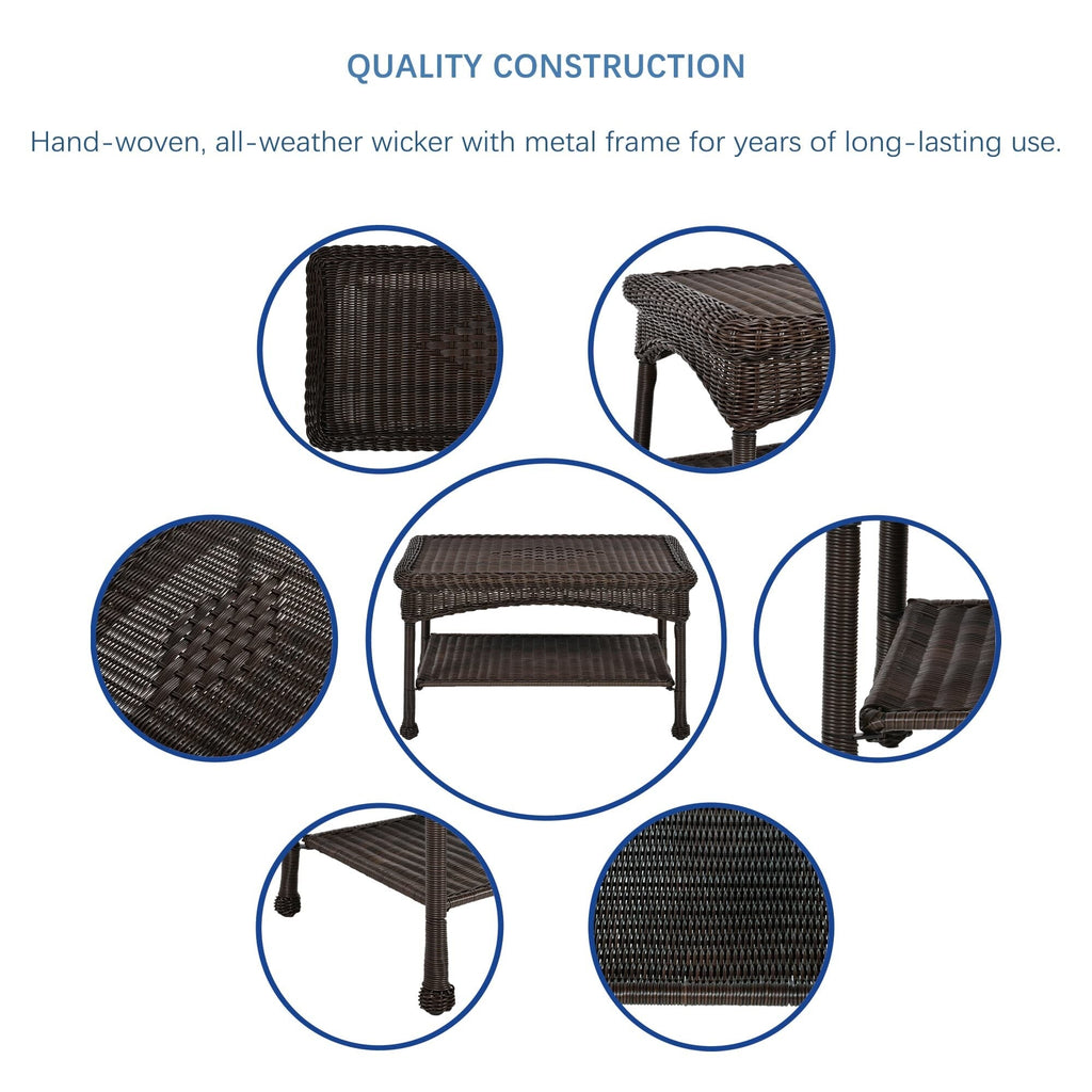 Ensemble de conversation 4 pièces en osier pour patio