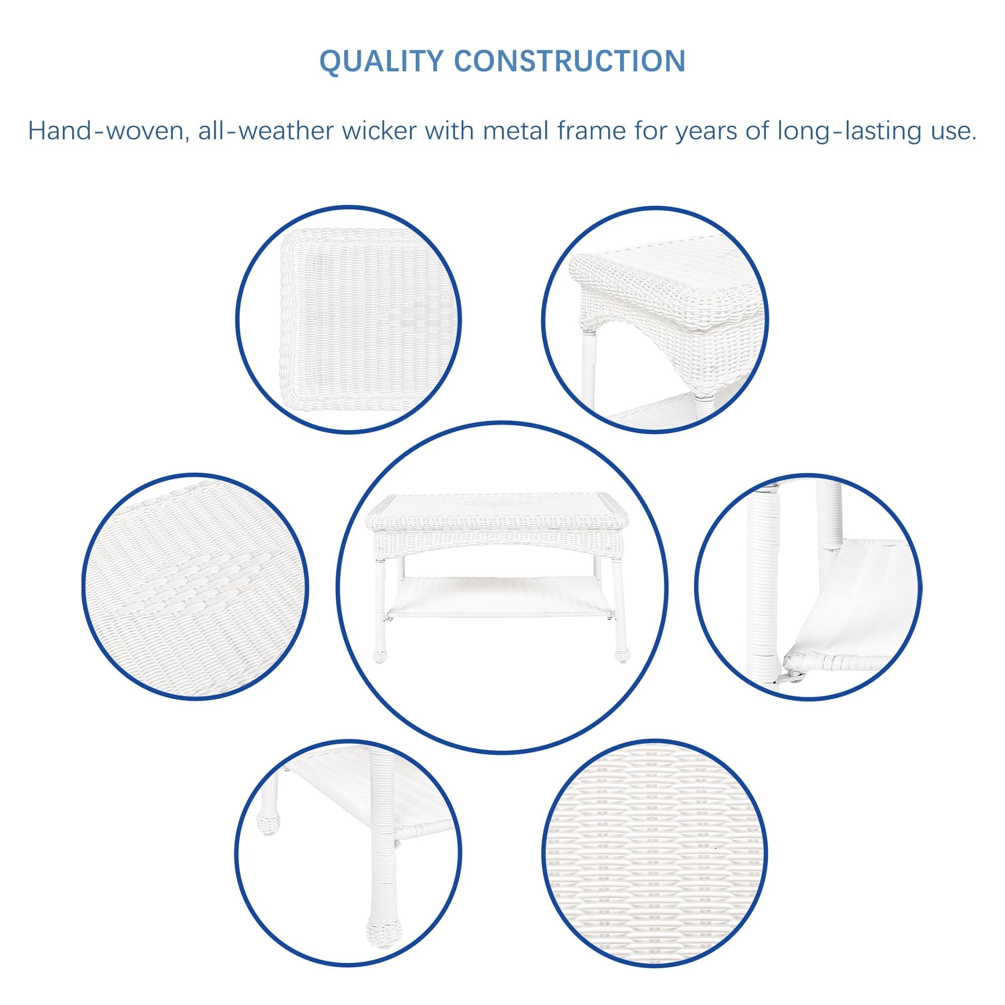 Ensemble de conversation 4 pièces en osier pour patio