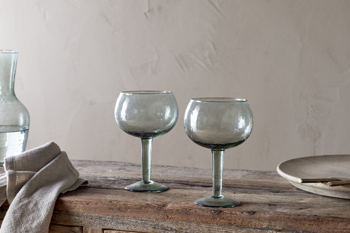 Verres à gin martelés Yala - Vert sauge (lot de 2)