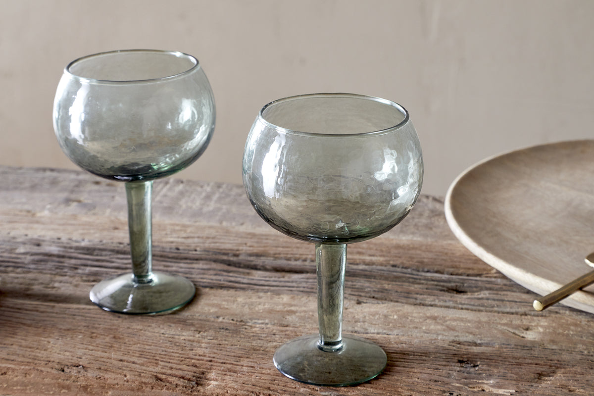 Verres à gin martelés Yala - Vert sauge (lot de 2)