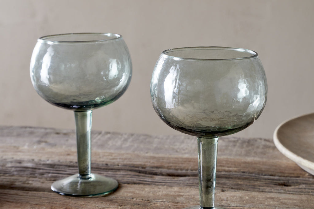 Verres à gin martelés Yala - Vert sauge (lot de 2)