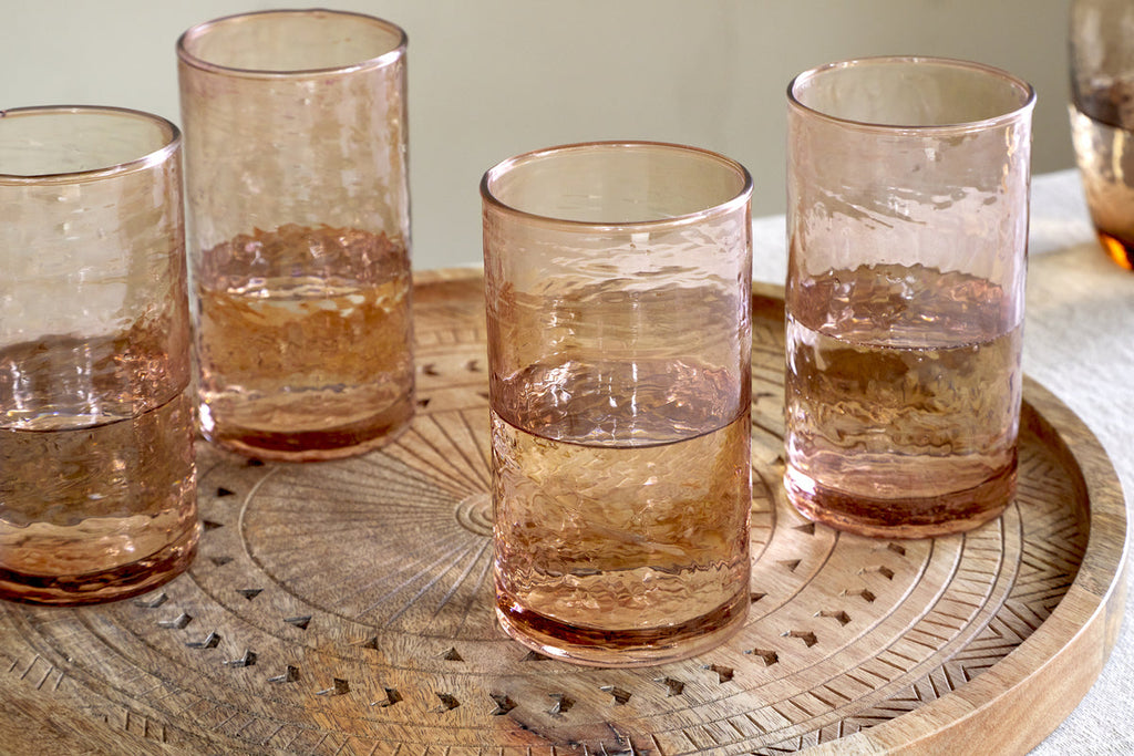 Verres à long drink Yala Hammered Highball - Terre cuite poussiéreuse (Lot de 4)