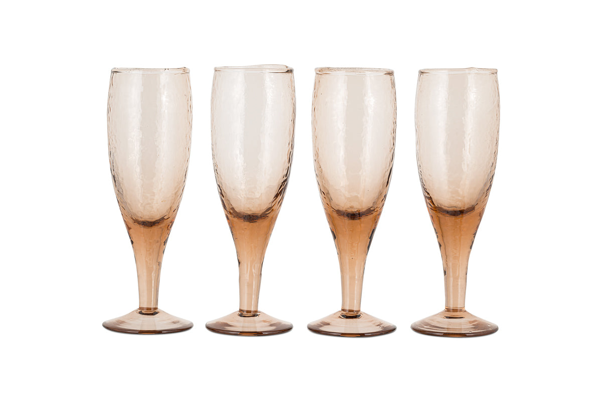 Verres à champagne martelés Yala - Terre cuite poudrée (lot de 4)