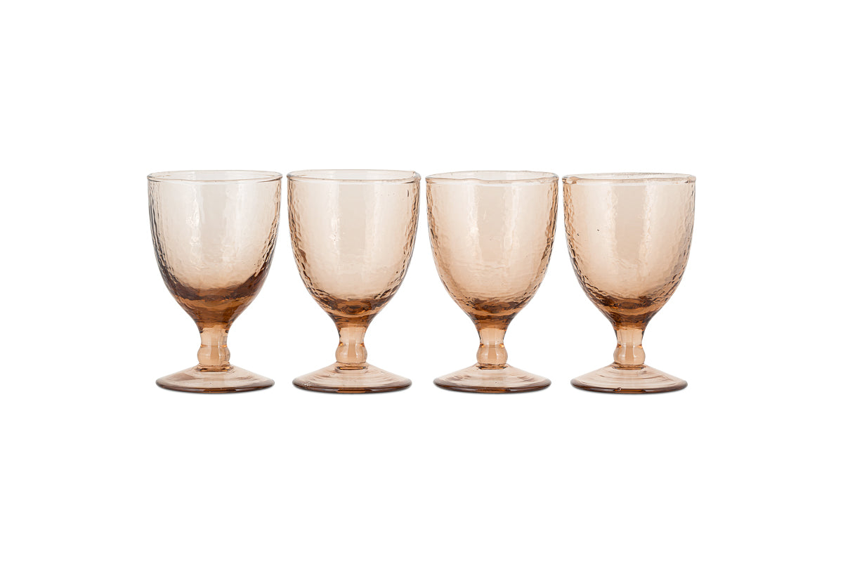 Verres à vin martelés Yala - Terre cuite poudrée (Lot de 4)