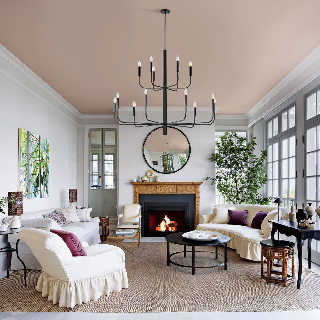 Lustre minimaliste à 15 lumières, style chandelier, 2 niveaux, design ancien - 48