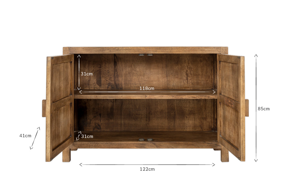 Buffet en bois de manguier à roseaux Yasha