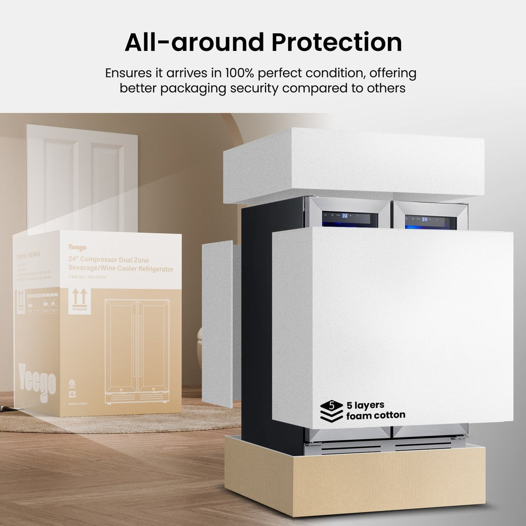 Réfrigérateur à vin/boissons 24 pouces, double zone de 20 bouteilles/60 canettes - 24 pouces