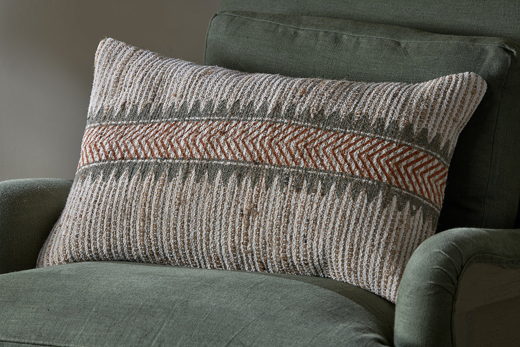 Housse de coussin Zairya en jute et coton - Naturel et rouille