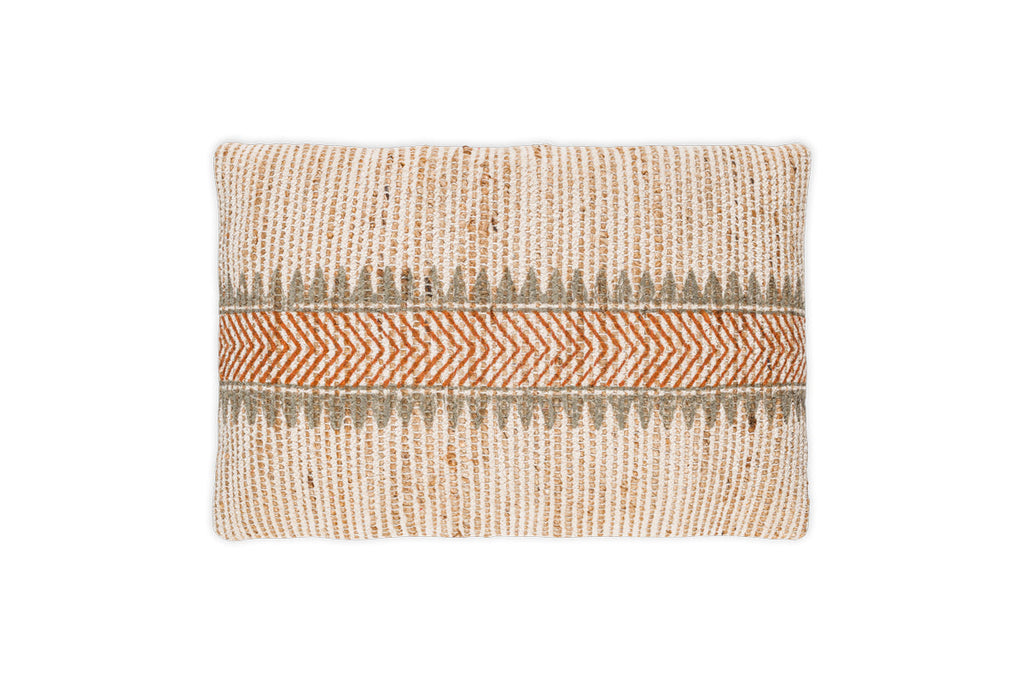 Housse de coussin Zairya en jute et coton - Naturel et rouille