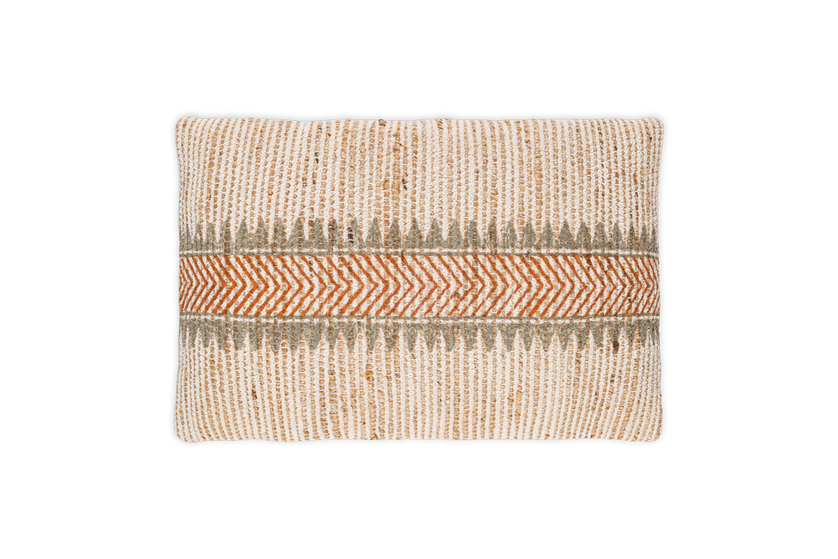 Housse de coussin Zairya en jute et coton - Naturel et rouille