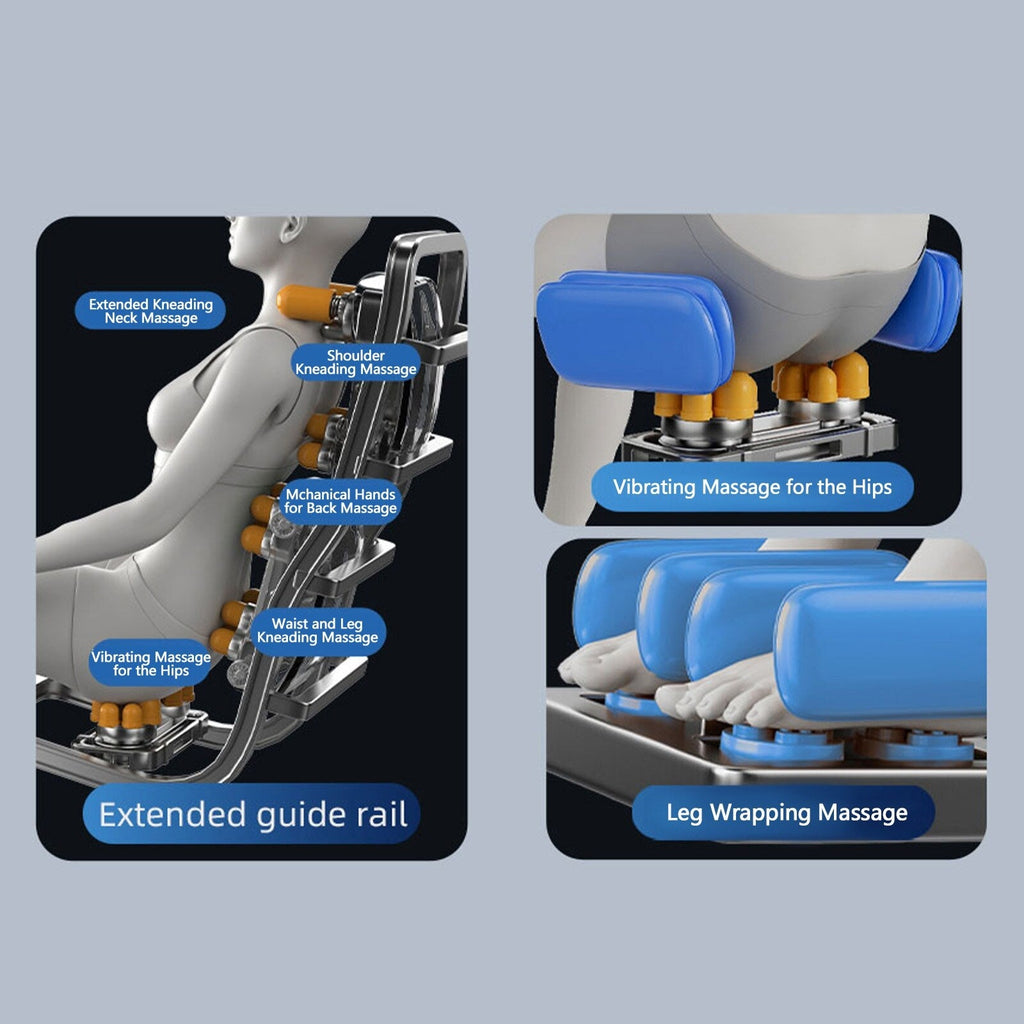 Fauteuil inclinable massant zéro gravité avec massage complet du corps, chauffage et audio Bluetooth intégré