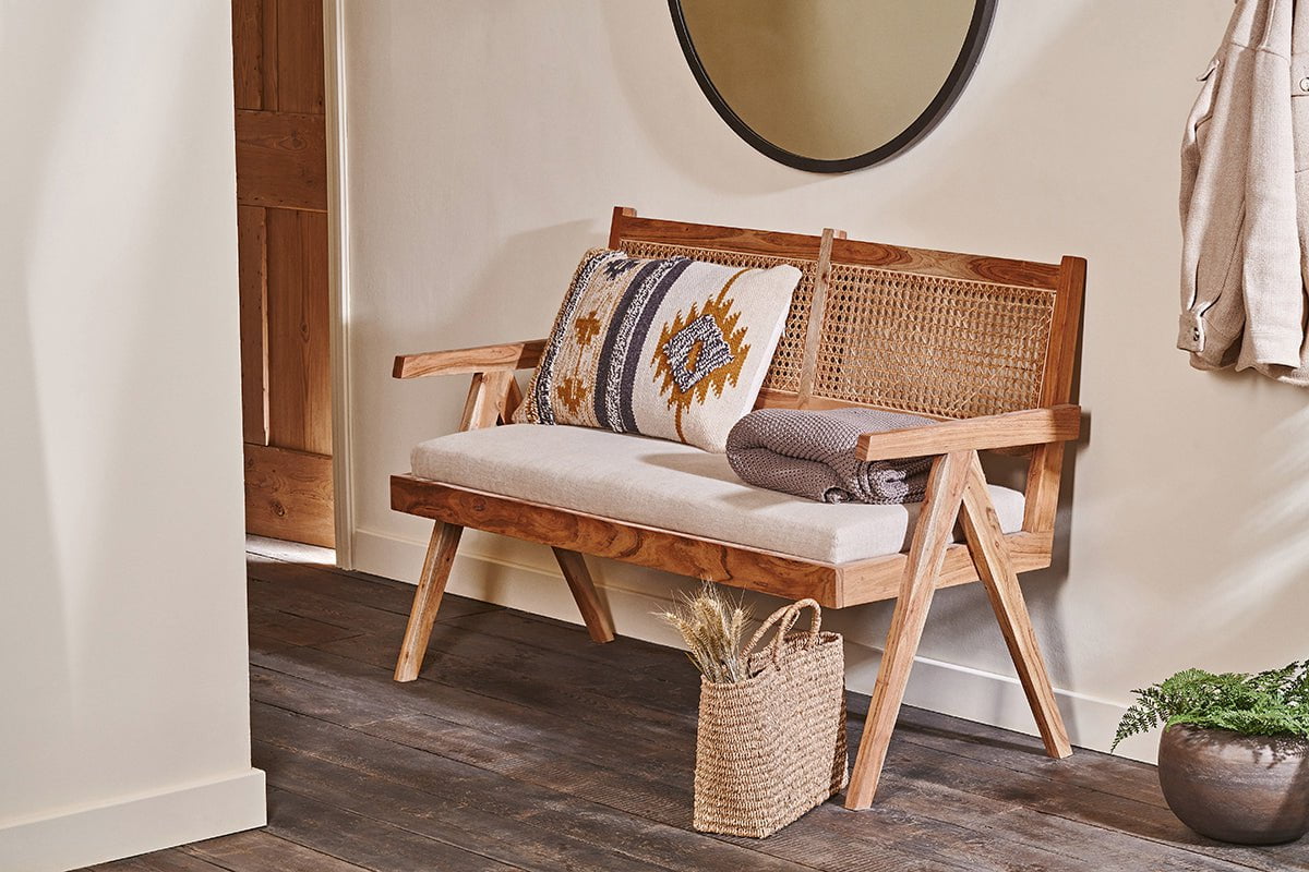 Canapé Nalrina en acacia et rotin